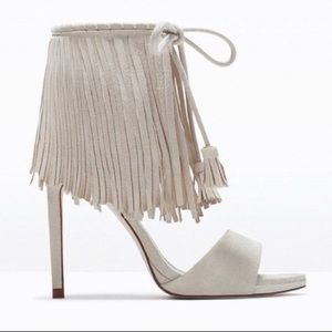 Zara Leather Suede Fringe Heels size 7.5
